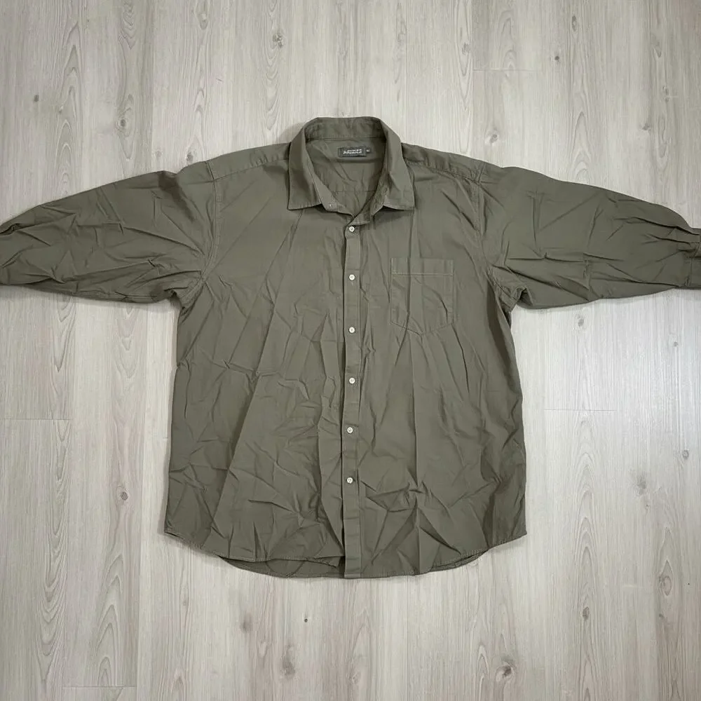 HODO Men's Olive Green Button Front Shirt 3XL Long Sleeve Casual - Picture 1 of 2